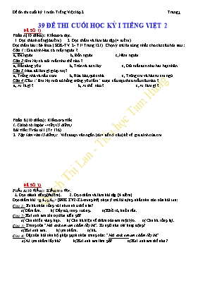 39 Đề thi cuối học kỳ I môn Tiếng Việt Lớp 2